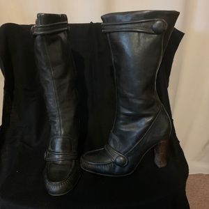 Black leather boots
